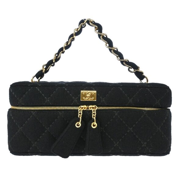Chanel Black Wool Wild Stitch Vanity Handbag 186134 - Picture 1 of 9
